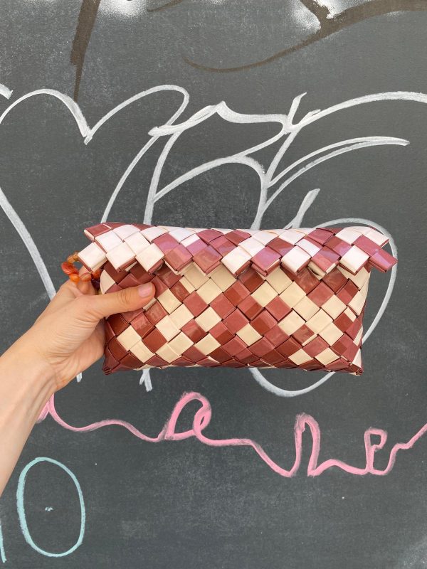 Bordo Renkli Kapaklı Clutch Çanta - Görsel 2