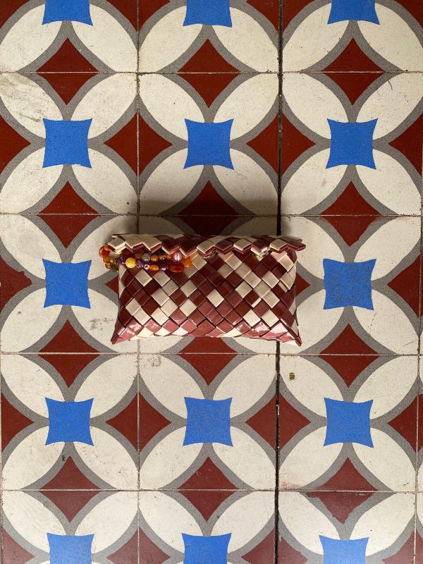 Bordo Renkli Kapaklı Clutch Çanta - Görsel 4
